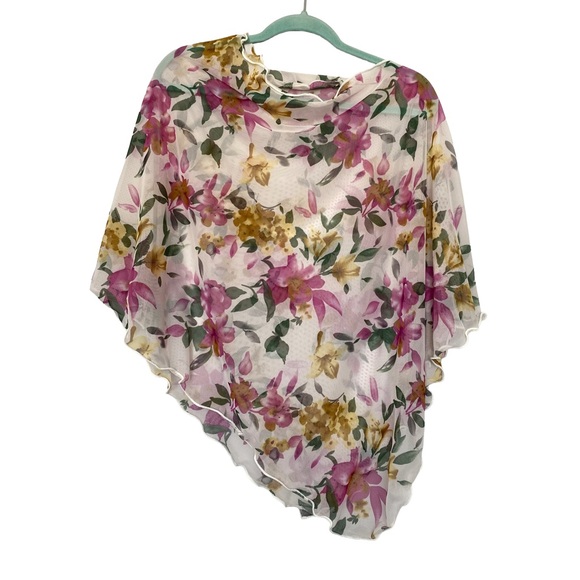 Whimsical Floral Sheer Poncho | One Size | Fairycore Whimsy Ethereal Coquette - Picture 1 of 9